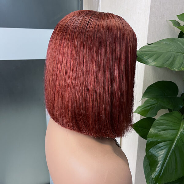 2x6 Reddish Brown Colored Straight BOB Lace Closure Virgin Human Hair Wig - Image 2
